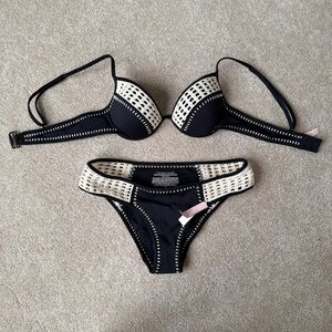 Stylish Black and Cream Bikini Set